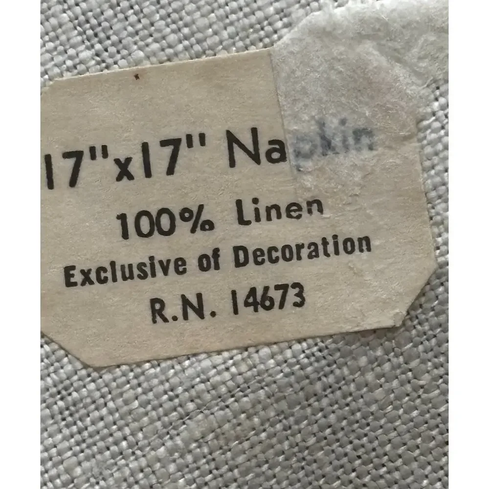 Set 6 Vintage 100% Linen Napkins 17x17 Sage Lace Trim Cottage Chic